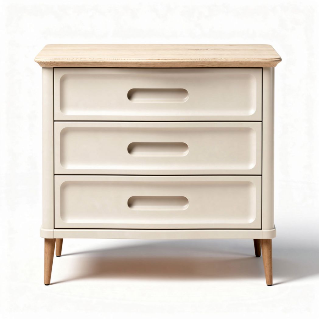 Comò moderno bianco con tre cassetti in legno dimensioni 60 x 40 x 50cm