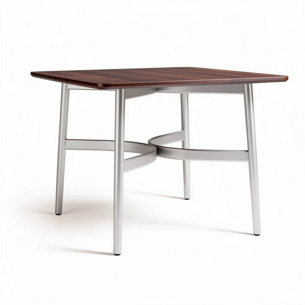 Tavolo quadrato in legno con struttura in metallo 100 x 100 x 75cm
