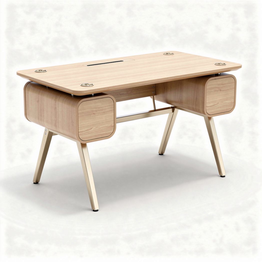 Scrivania in legno di bambù con cassetti e dimensioni 120 x 60 x 75cm