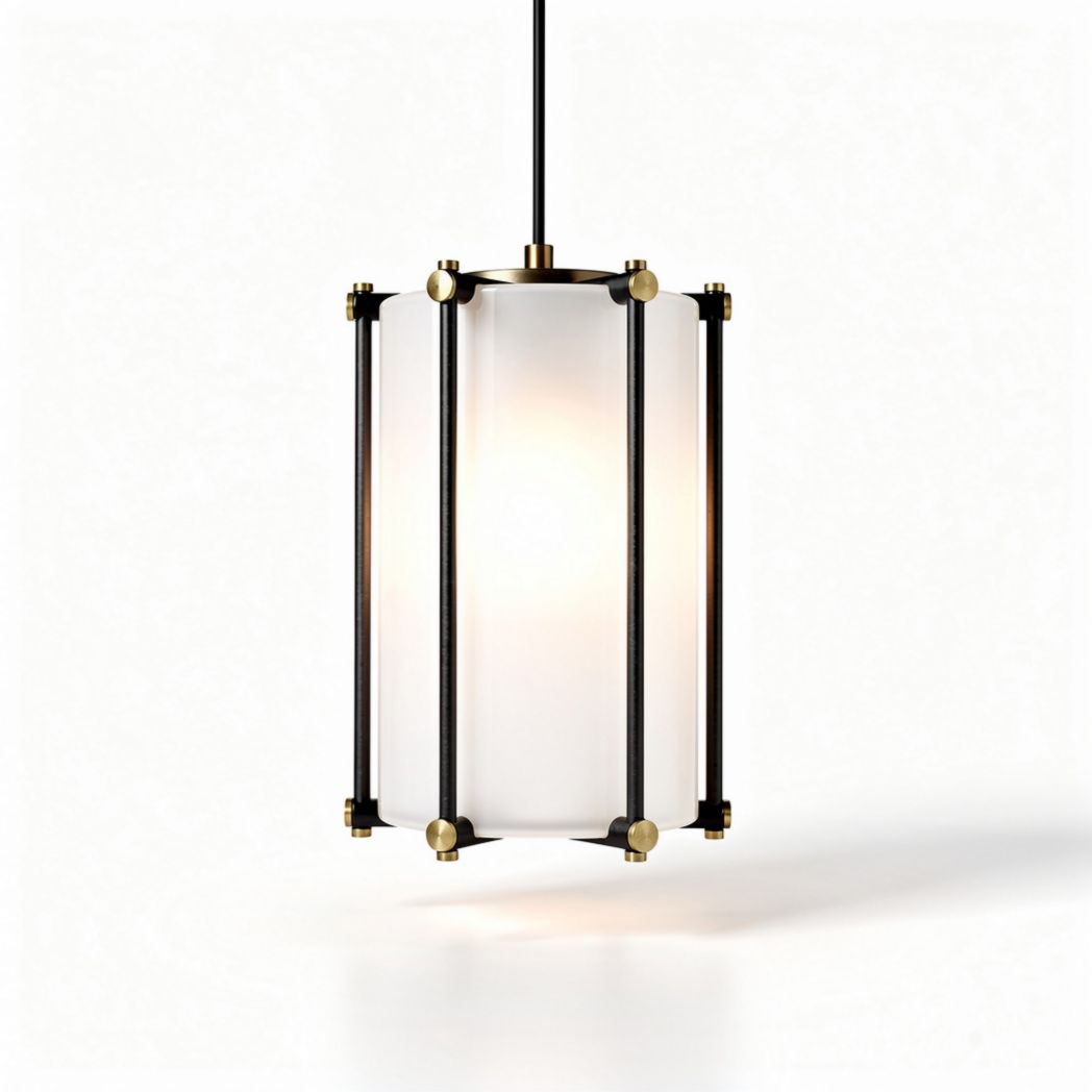 lampadario in metallo nero con paralume bianco 30 x 15 x 15cm