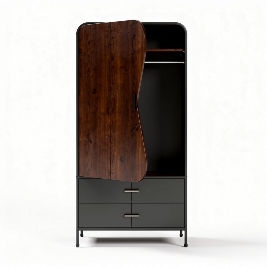 Armadio a Colonna in Legno e Metallo 180 x 80 x 45cm per Spazio Salvaspazio
