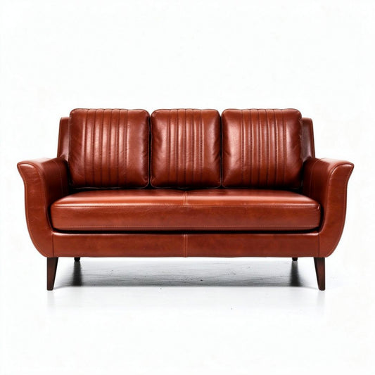 Divano in pelle marrone con striature dimensioni 180 x 80 x 75cm