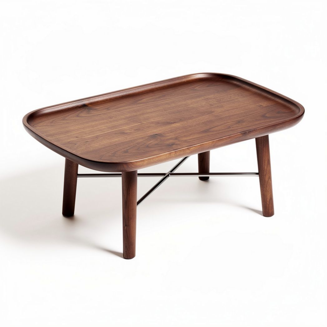 Tavolino da caffè in legno massello marrone 100 x 60 x 40cm con gambe in metallo
