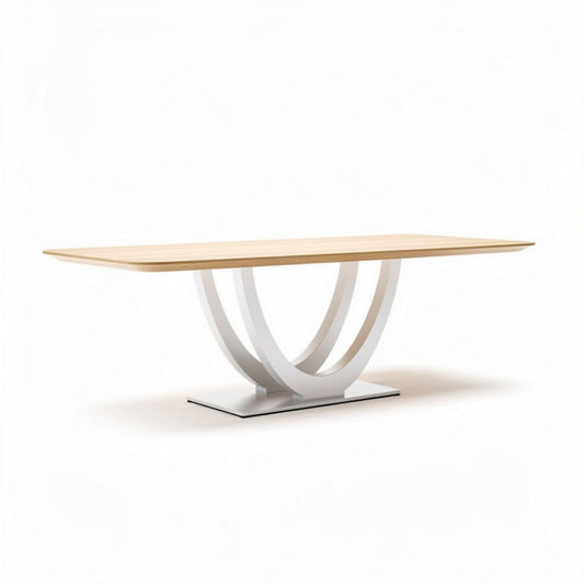Tavolo moderno in legno e metallo bianco 200 x 100 x 75cm per soggiorno